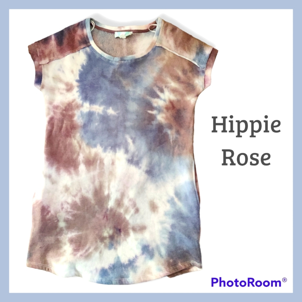 🩷 Hippie Rose tie dye sweatshirt dress or tunic, women's size medi